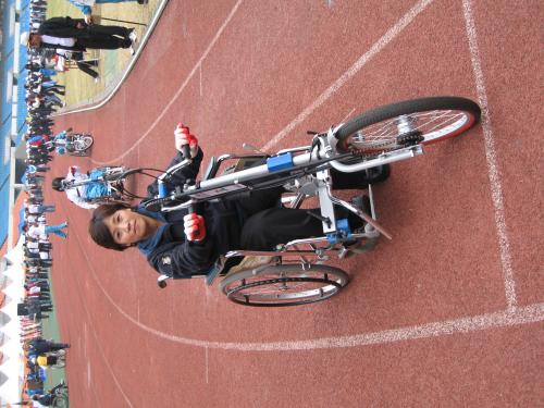 전국생활체육대회에서 참가자가 휠체어 달리기 체험을 하고 있다. ⓒ2008 welfarenews