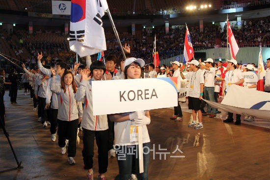 ▲ 한국 선수단의 입장 ⓒ정두리 기자