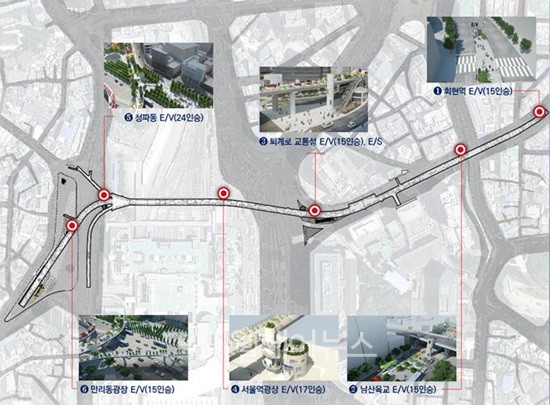 ▲ 서울로와 주변지역 연결시설물 설치 계획
