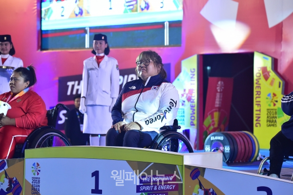 여자역도 +86kg급에서 최종 118kg을 들어 올려 금메달을 획득하면서 이현정 선수가 장애인아시아경기대회 2연패를 달성했다.  ⓒ대한장애인체육회