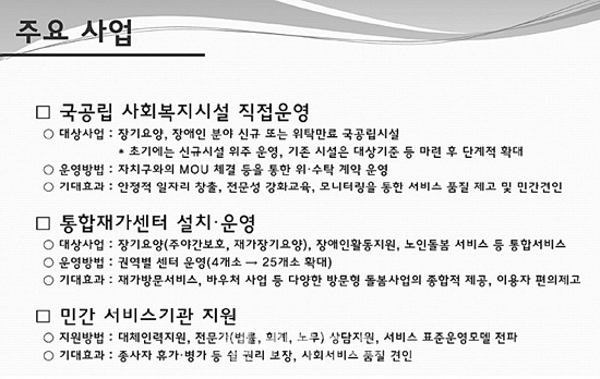 서울 사회서비스원 주요사업. ⓒ서울시의회