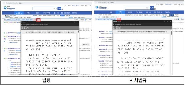 국가법령정보센터 법령정보 '전자점자 서비스' 시작